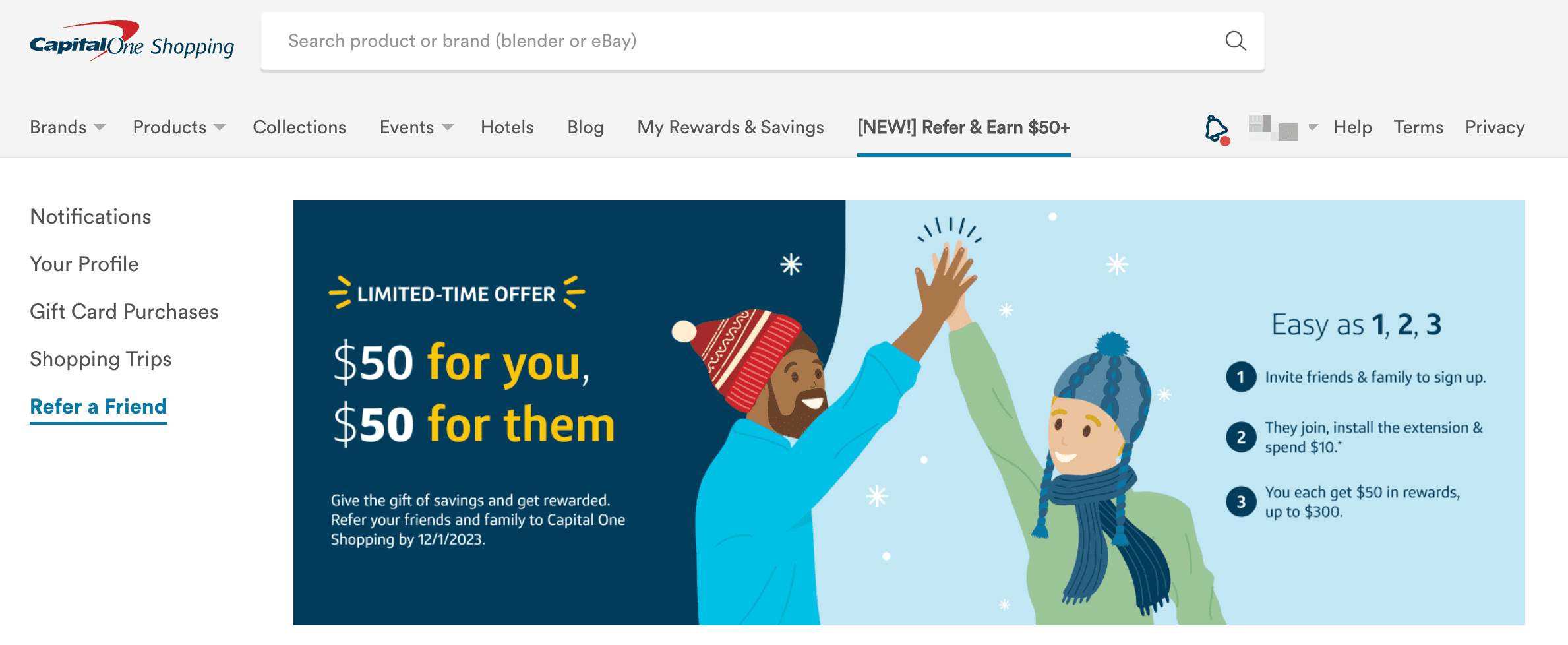 Capital One Shopping $50 Sign Up Bonus