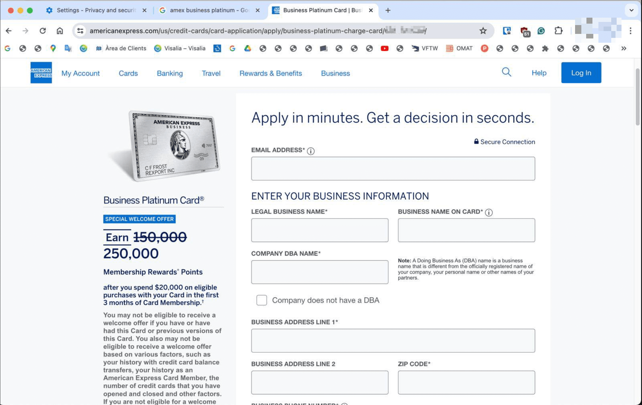 AMEX Business Platinum 250,000 Offer
